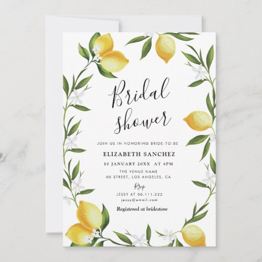 schöne Zitronenblätterdusche Einladung (Vorderseite)