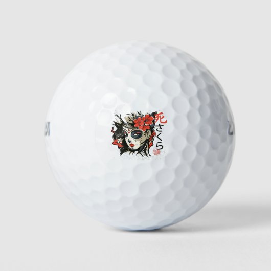 Schöne Zucker-Schädelfrau Golfball (Vorderseite)