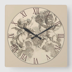 Schöne Zwei Cherubs römische Zahl Quadratische Wanduhr