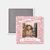Schönen Branchen Rot und Weiß Foto Weihnachten Magnet (Vorderseite/Rückseite)