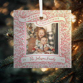 Schönen Branchen Rot und Weiß Foto Weihnachten Ornament Aus Glas