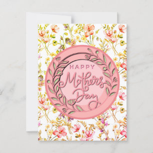 Schönen Muttertag Elegante moderne rosa Blumen Postkarte