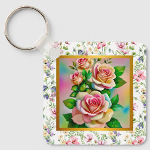 Schönen Muttertag Elegante Wasserfarben-Rosenkarte Schlüsselanhänger