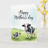 Schönen Muttertag Kuh Kunstkarte Karte (Gelbe Blume)