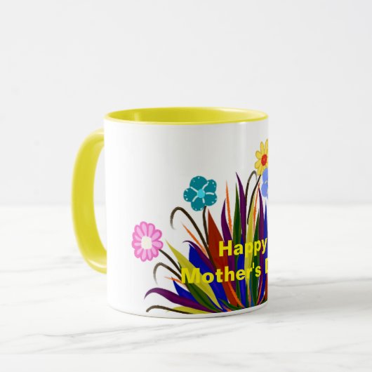 Schönen Muttertag Schöne Blumen Federn Tasse (Vorderseite Links)