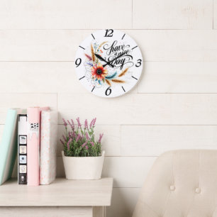 Schönen Tag floral Große Wanduhr