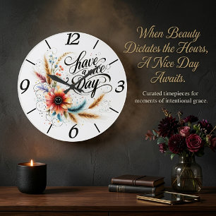 Schönen Tag floral Große Wanduhr