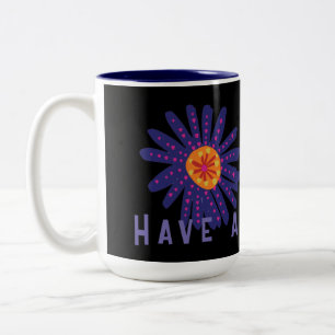 Schönen Tag Text Blumenbild Zwei-Ton-Tasse Zweifarbige Tasse