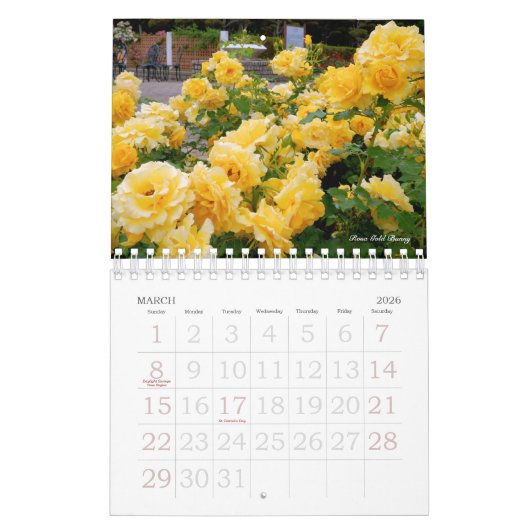 Schönerタプレ Roseダ Kalender (Mär 2026)
