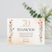 Schöner 70. Geburtstag – Wildblumendesign Dankeskarte (Stehend Vorderseite)