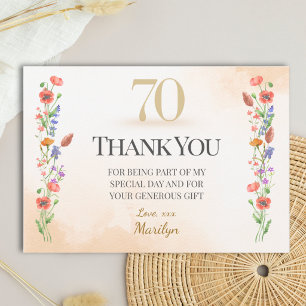 Schöner 70. Geburtstag – Wildblumendesign Dankeskarte