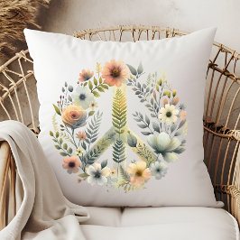 Schöner 70er Retro Peace Sign Kissen