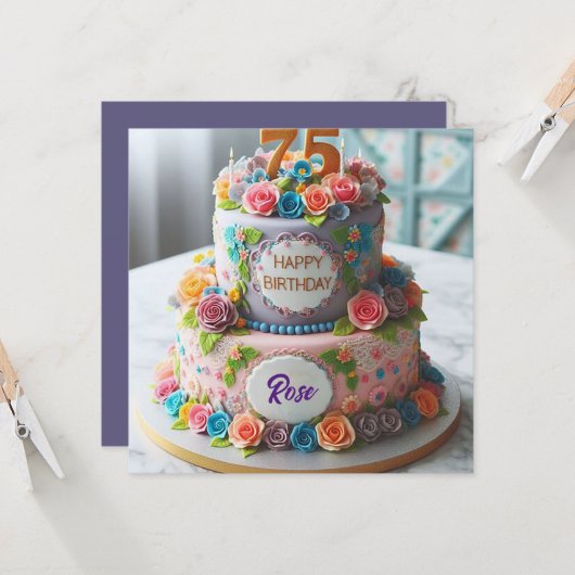 SCHÖNER 75. GEBURTSTAG KARTE (Vorderseite/Rückseite Beispiel)