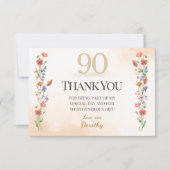 Schöner 90. Geburtstag – Wildflower-Design Dankeskarte (Vorderseite)