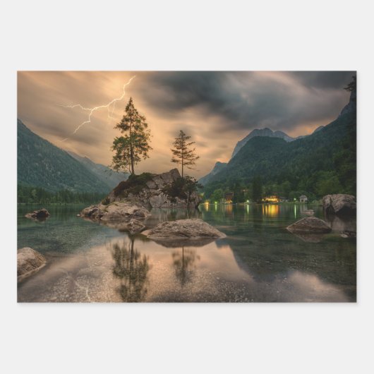 Schöner Abend Bergsee Foto Geschenkpapier Set (Vorderseite 2)