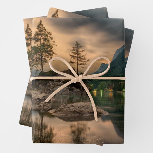 Schöner Abend Bergsee Foto Geschenkpapier Set (Beispiel)