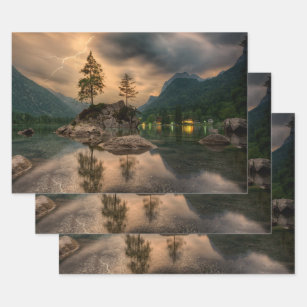 Schöner Abend Bergsee Foto Geschenkpapier Set