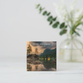 Schöner Abend Bergsee Foto Quadratische Visitenkarte (Stehend Vorderseite)