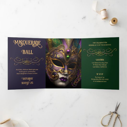 Schöner Abend Masquerade Ball Einladung (Innenseite)