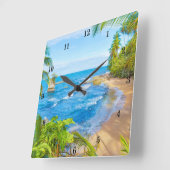 Schöner abgeschiedener Strand Quadratische Wanduhr (Winkel)