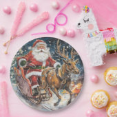 Schöner Abstrakter Weihnachtsmann und Rentier im G Pappteller (Party)