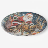 Schöner Abstrakter Weihnachtsmann und Rentier im G Pappteller (Schrägansicht)