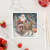 Schöner Abstrakter Weihnachtsmann und Rentier im G Serviette (Beispiel)