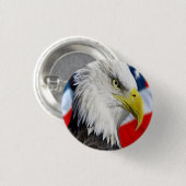 Schöner Adlerkopf und eine amerikanische Flagge 1 Button (Vorne & Hinten)