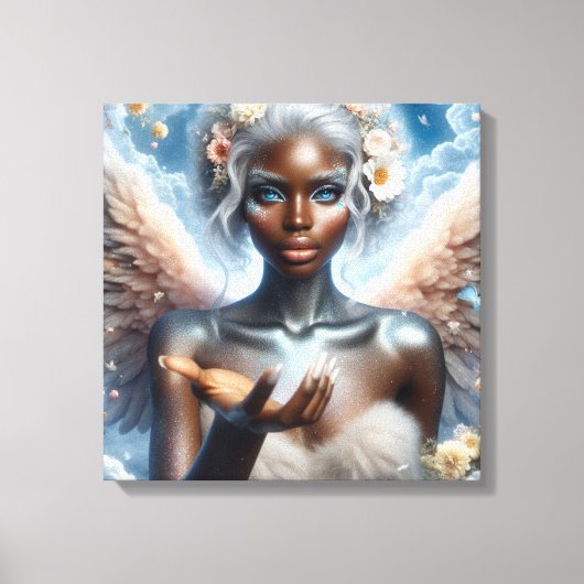 Schöner afroamerikanischer Angel Ethereal Leinwanddruck (Vorderseite)