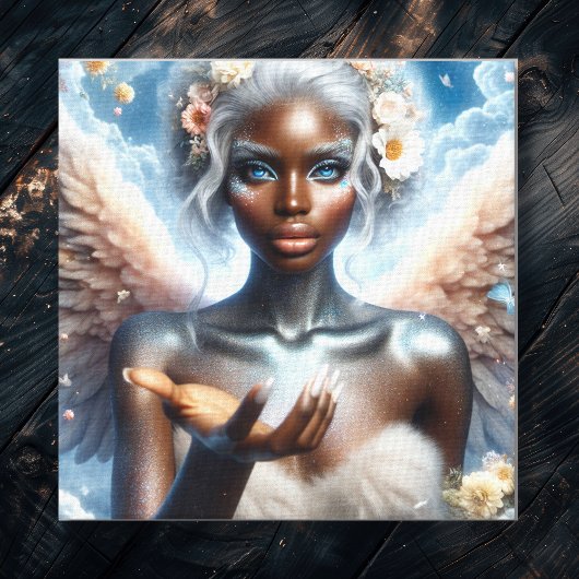 Schöner afroamerikanischer Angel Ethereal Leinwanddruck