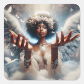 Schöner afroamerikanischer Angel Ethereal Quadratischer Aufkleber (Vorderseite)
