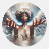 Schöner afroamerikanischer Angel Ethereal Runder Aufkleber (Vorderseite)