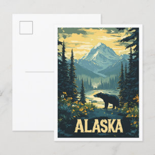 Schöner Alaska Bär Vintage Illustration Reisen Postkarte