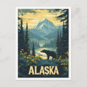 Schöner Alaska Bär Vintage Illustration Reisen Postkarte (Vorderseite)