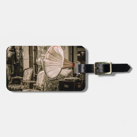 Schöner alter Stil Antique Phonograph Gepäckanhänger (Vorderseite horizontal)