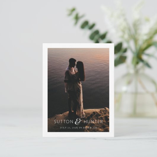 Schöner Ampersand Modernes Foto Save the Date Postkarte (Stehend Vorderseite)