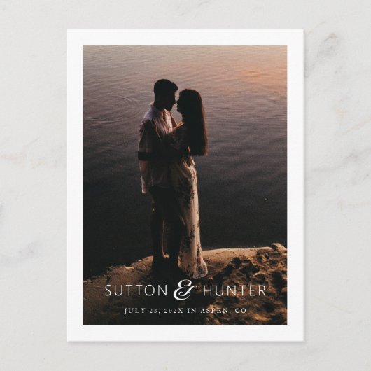 Schöner Ampersand Modernes Foto Save the Date Postkarte (Vorderseite)