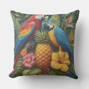 Schöner Ananas-Ananas-Papagei und Blume Kissen