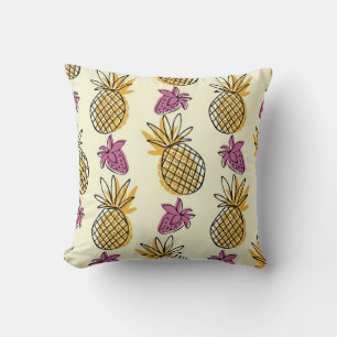 Schöner Ananas- und Erdbeerausschnitt Kissen