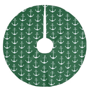 Schöner Anker Grüner Seeufer Weihnachten Polyester Weihnachtsbaumdecke