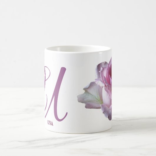 Schöner, anpassbarer Una-Name hübsch rosa Blütenbl Kaffeetasse (Mittel)