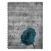 Schöner antiker blauer Rose Spritzer Notizblock (Vorderseite)