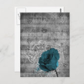 Schöner antiker blauer Rose Spritzer Postkarte (Vorne/Hinten)