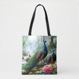 Schöner Aquamariner Blue Peacock mit Blume Tasche