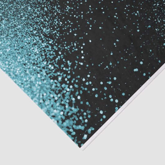 Schöner Aquamariner Glitzer auf schwarzem Hintergr Seidenpapier (Ausschnitt)