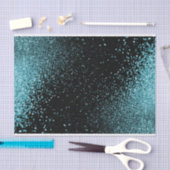 Schöner Aquamariner Glitzer auf schwarzem Hintergr Seidenpapier (Handwerk)