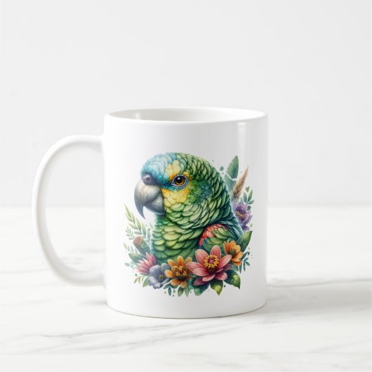 Schöner Aquarell Amazon Parrot Personalisiert Kaffeetasse (Links)