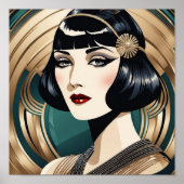 Schöner Art Deco 1920er Flapper Poster (Vorne)