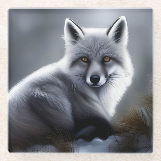 Schöner Artischer Fox Glasuntersetzer (Vorderseite)