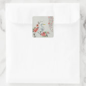 schöner asiatischer Kranvogel Quadratischer Aufkleber (Tasche)